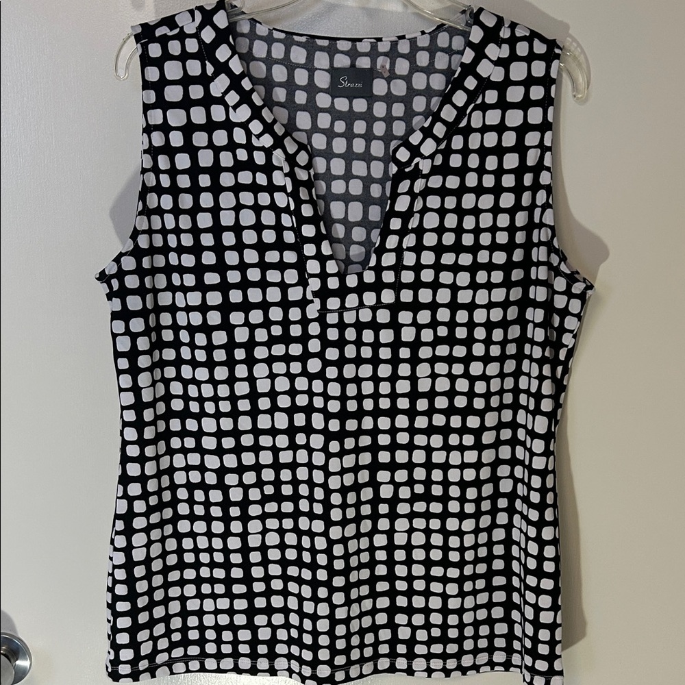 Strazzi Black and White Geometric Blouse